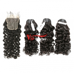#1b Brazilian Virgin Human Hair Weft with 5×5 Closure Italian Curly