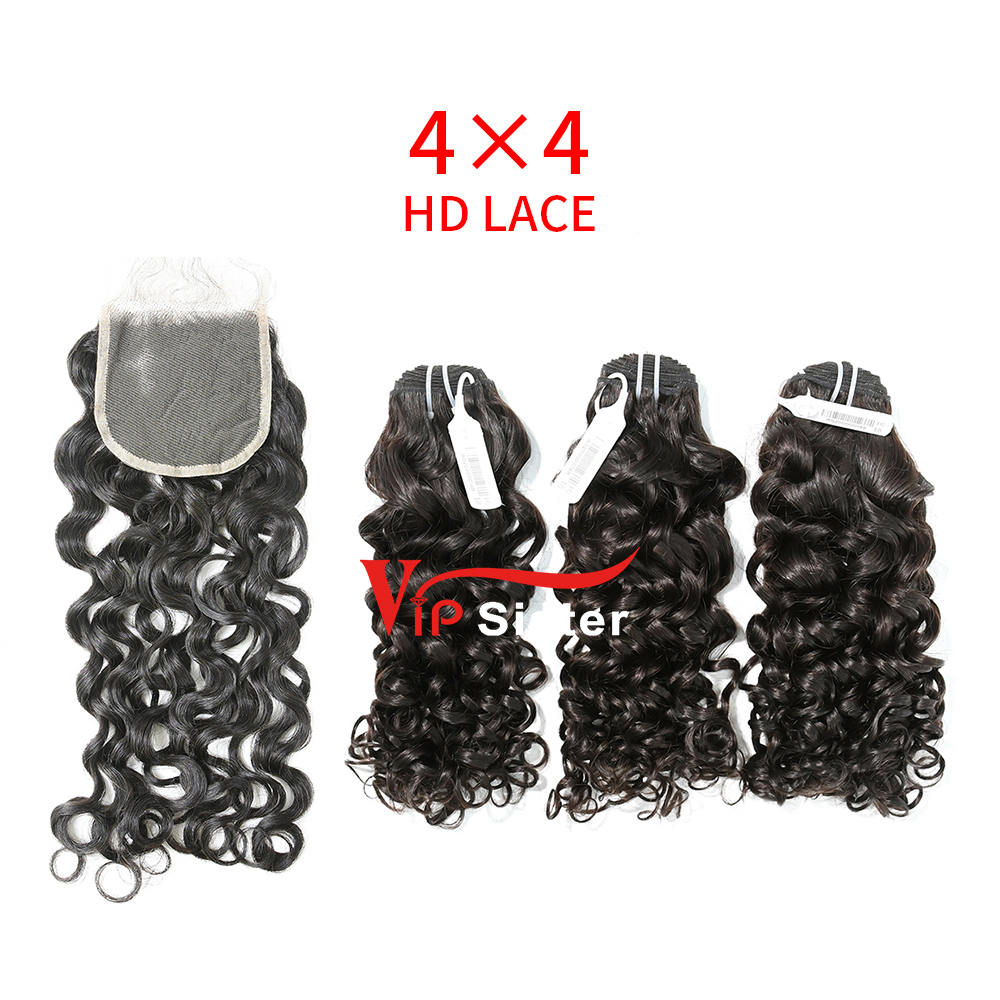 HD Lace Virgin Human Hair Bundle with 4×4 Closure Italian Curly
