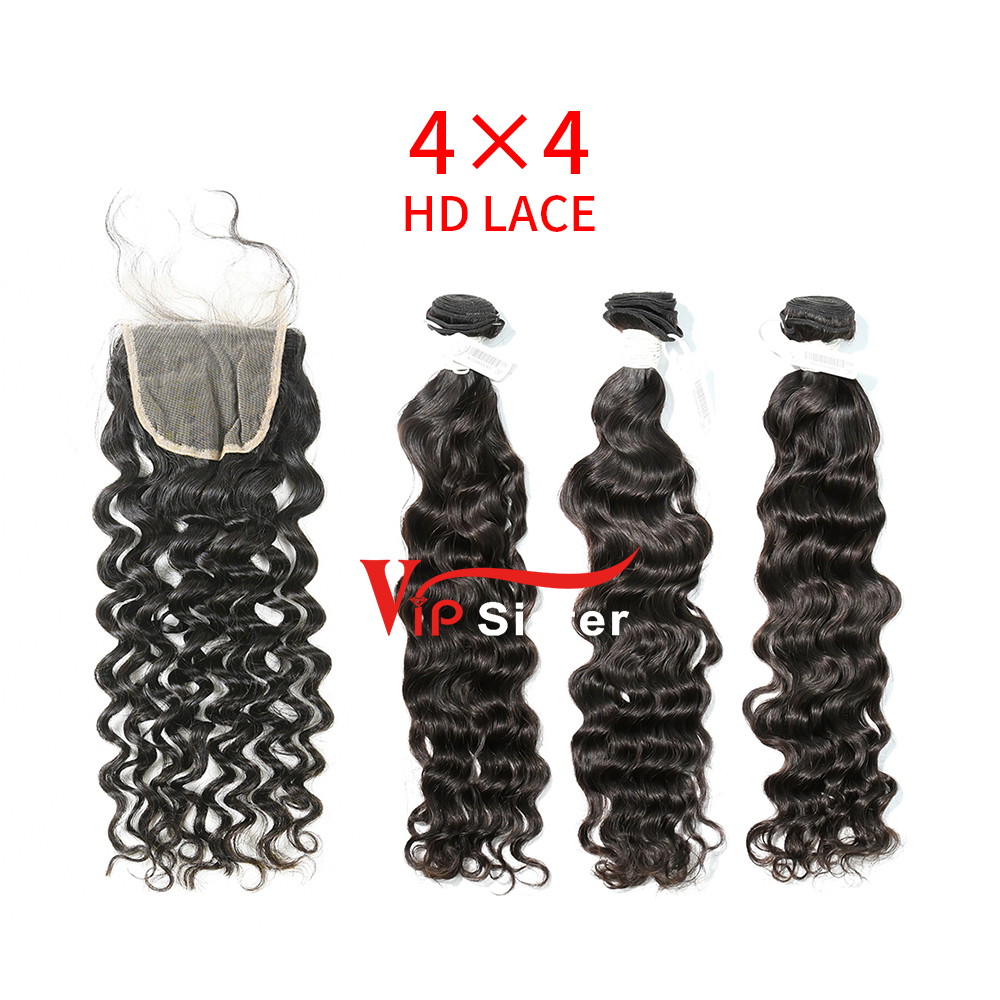 HD Lace Virgin Human Hair Bundle with 4×4 Closure Indian Curly
