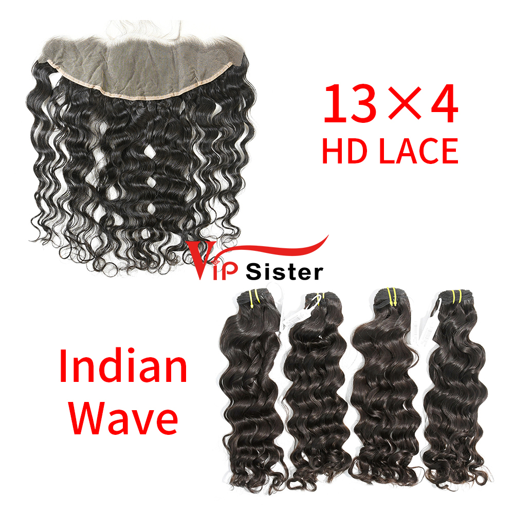HD Lace Raw Human Hair Bundle with 13×4 Frontal Indian wave