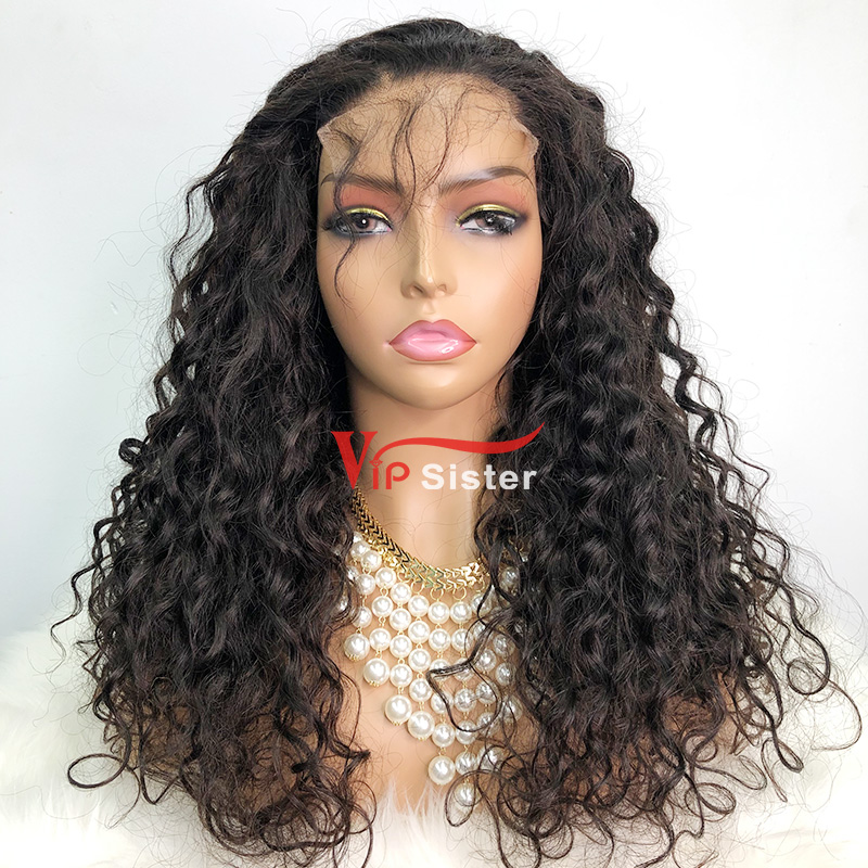 Natural #1b Brazilian Virgin Human Hair Transparent 4x4 closure wig italy curly