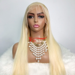 #613 Blonde European Virgin Human Hair Transparent 13x4 Frontal Wig straight