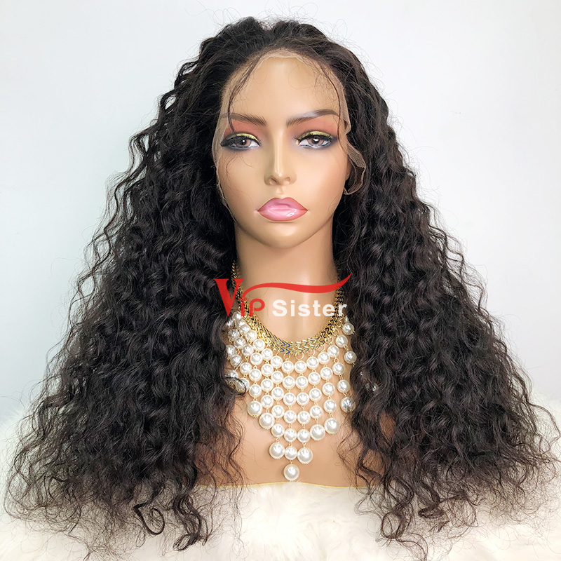 Natural #1b Brazilian Raw Human Hair 13x4 Swiss HD wig Indian Curly