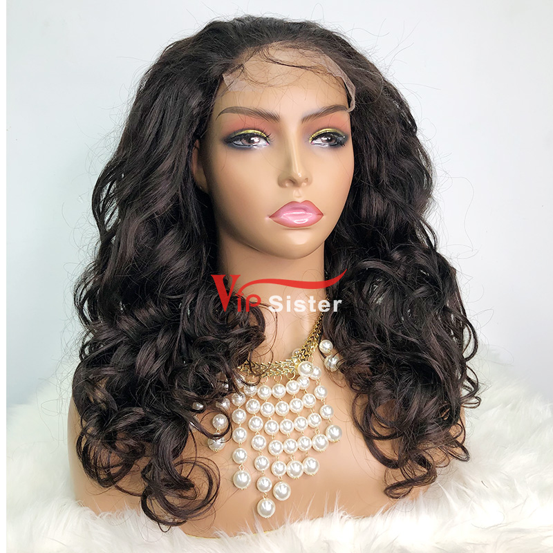 #1b Brazilian Raw Human Hair Transparent 5x5 closure wig loose wave