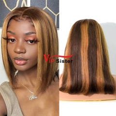 Straight highlight2 Color Transparent Lace 13X4 Bob Wig