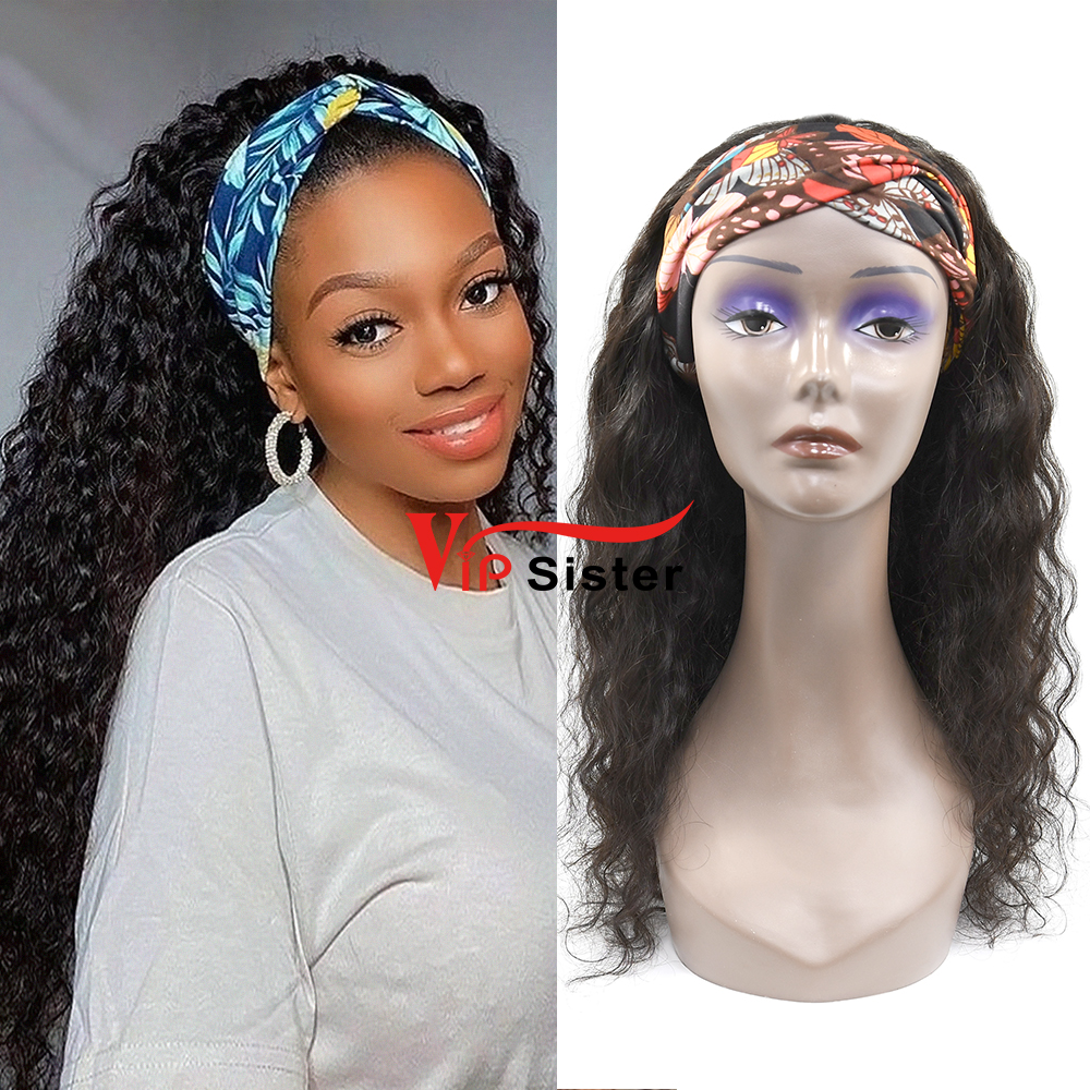 #1b Brazilian Virgin Human Hair Head Band Wig Indian wave