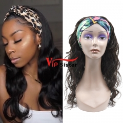 #1b Brazilian Virgin Human Hair Head Band Wig Ocean Wave