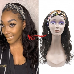 #1b Brazilian Raw Human Hair Head Band Wig Loose Wave