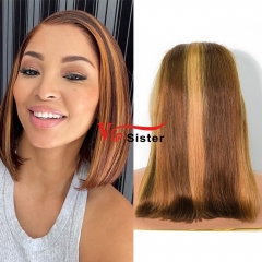 Straight highlight1 Color Transparent Lace 13X4 Bob Wig