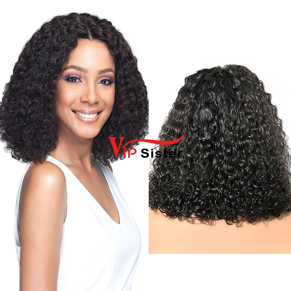 Indian Curly 1b Color Transparent Lace 13X4 Bob Wig