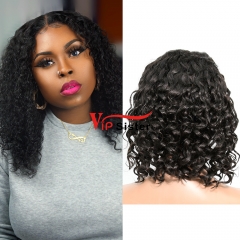 Italian Curly Natural Color Transparent Lace 13X4 Bob Wig