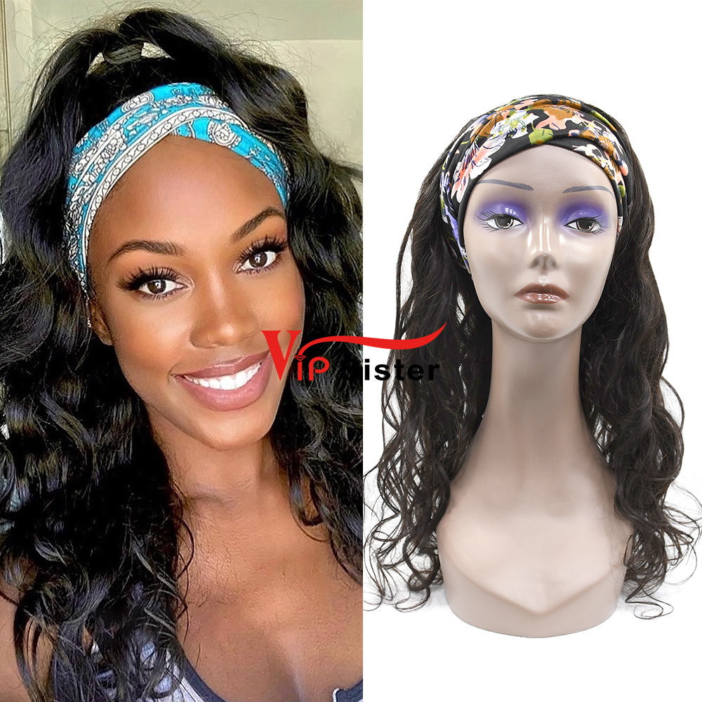 #1b Brazilian Virgin Human Hair Head Band Wig Loose Wave