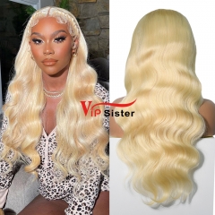 #613 Blonde European Raw Human Hair Transparent Full Lace Wig Body Wave