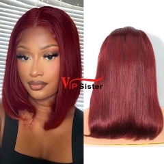 Straight 99j Color Transparent Lace 13X4 Bob Wig