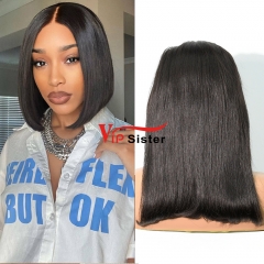 Straight 1b Color Transparent Lace 13X4 Bob Wig