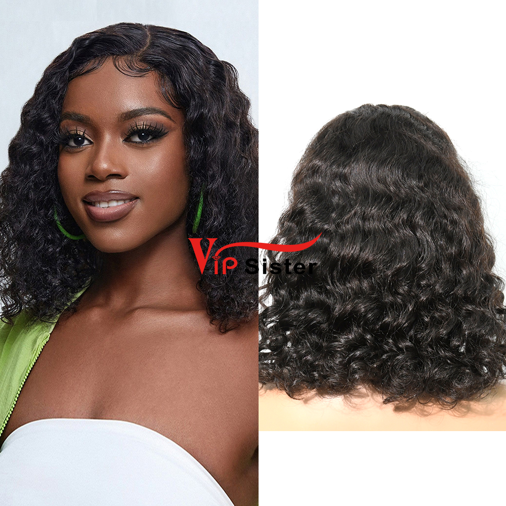 Deep Wave Natural Color Transparent Lace 13X4 Bob Wig