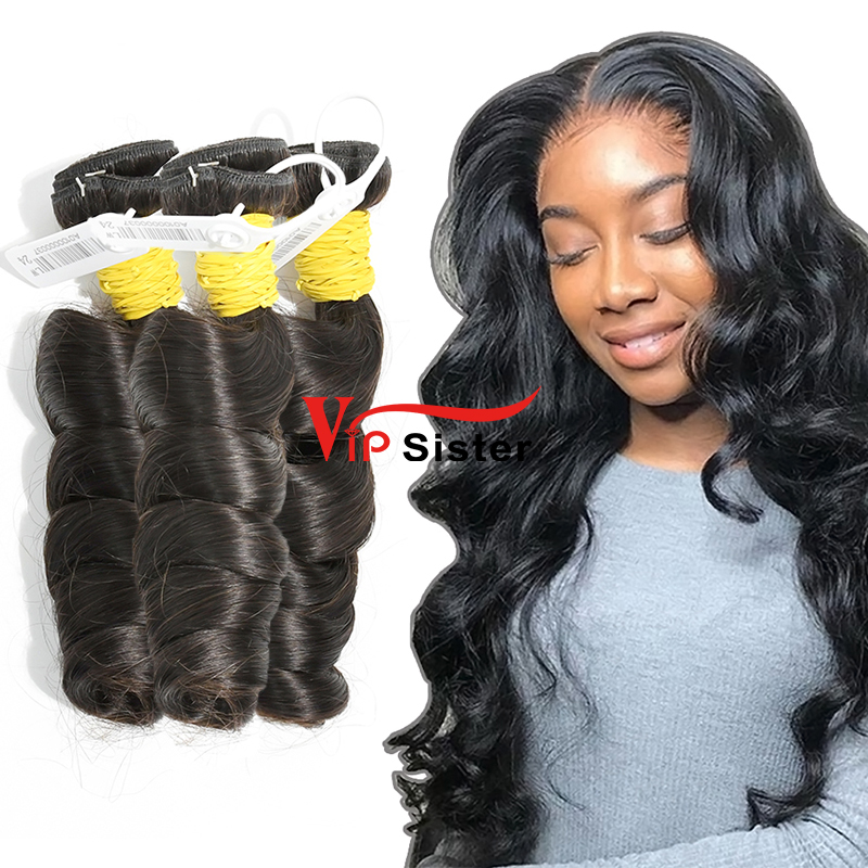 #1b Malaysian Raw Human Hair Weft loose wave