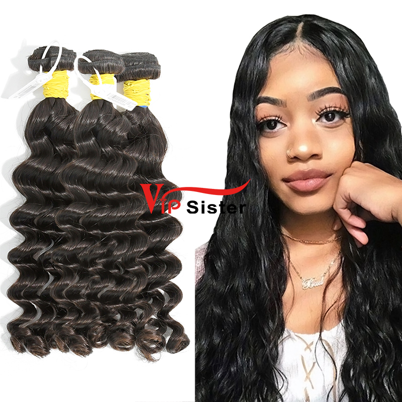 #1b Indian Raw Human Hair Weft deep wave