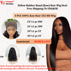 Vipsister Raw Hair 5X5 HD Wig 4 Pcs Deal Free Shipping