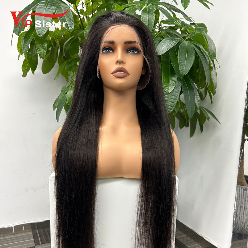 Natural #1b Brazilian Raw Human Hair 13x4 Swiss HD wig Straight