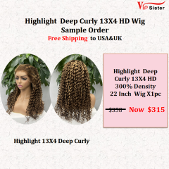 Highlight  Deep Curly 13X4 HD 300% Density 22 Inch  Wig Free Shipping