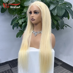 #613 Blonde European Virgin Human Hair Transparent 13x4 Frontal Wig straight