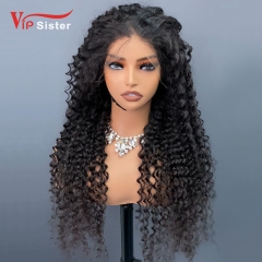 #1b Brazilian Raw Human Hair Transparent Lace 13x4 Frontal wig deep curly