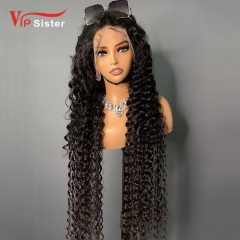 Natural #1b Brazilian Virgin Human Hair Transparent Lace 13x4 frontal wig deep wave