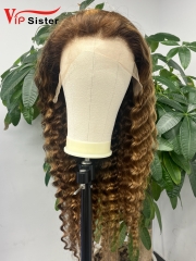 Highlight  Deep Curly 13X4 Transparent 300% Density 20 Inch Wig Free Shipping