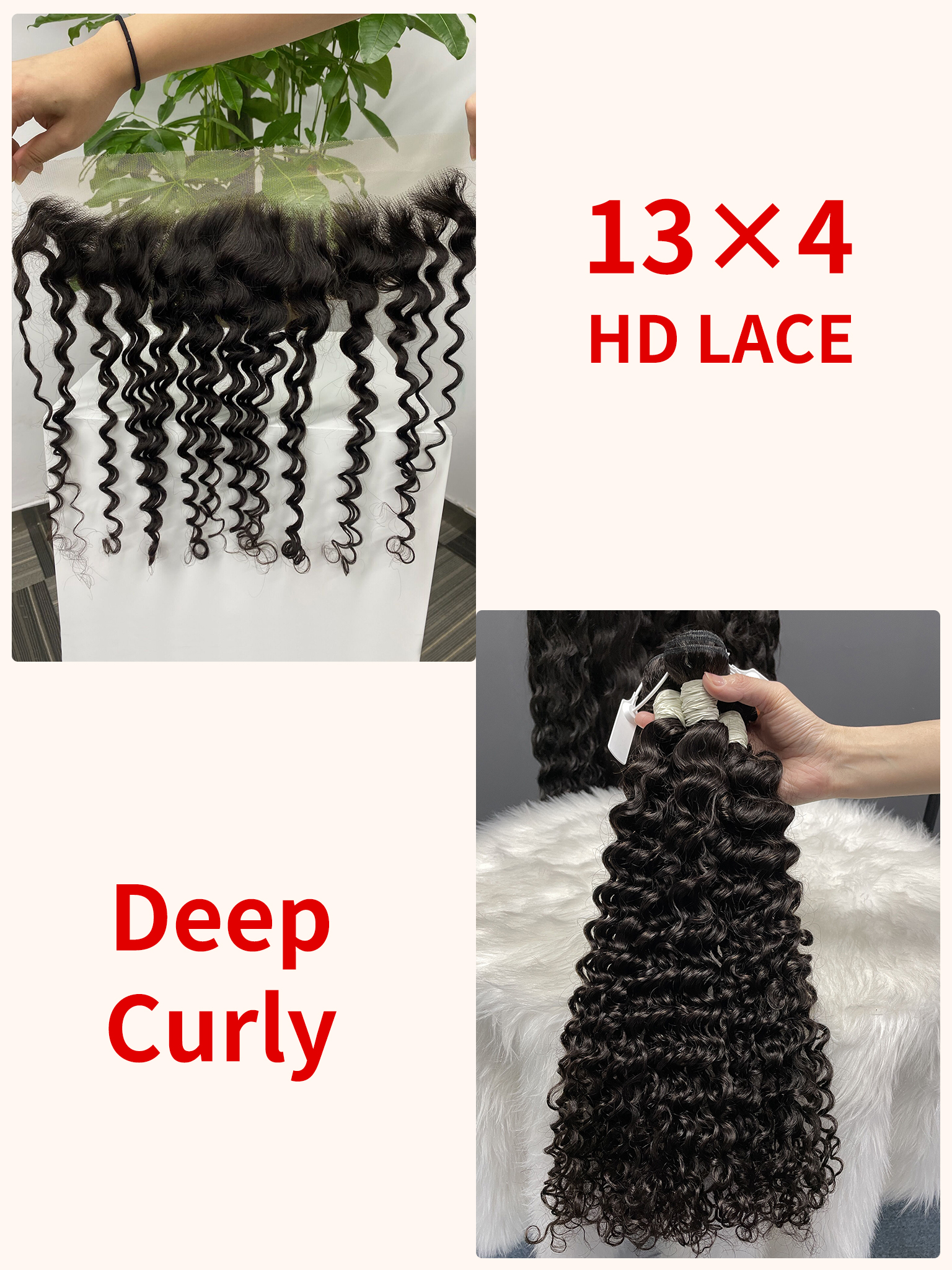 Virgin Deep Curly 24 26 28 Inch And 13x4 HD Lace 20 Inch  Free Shipping