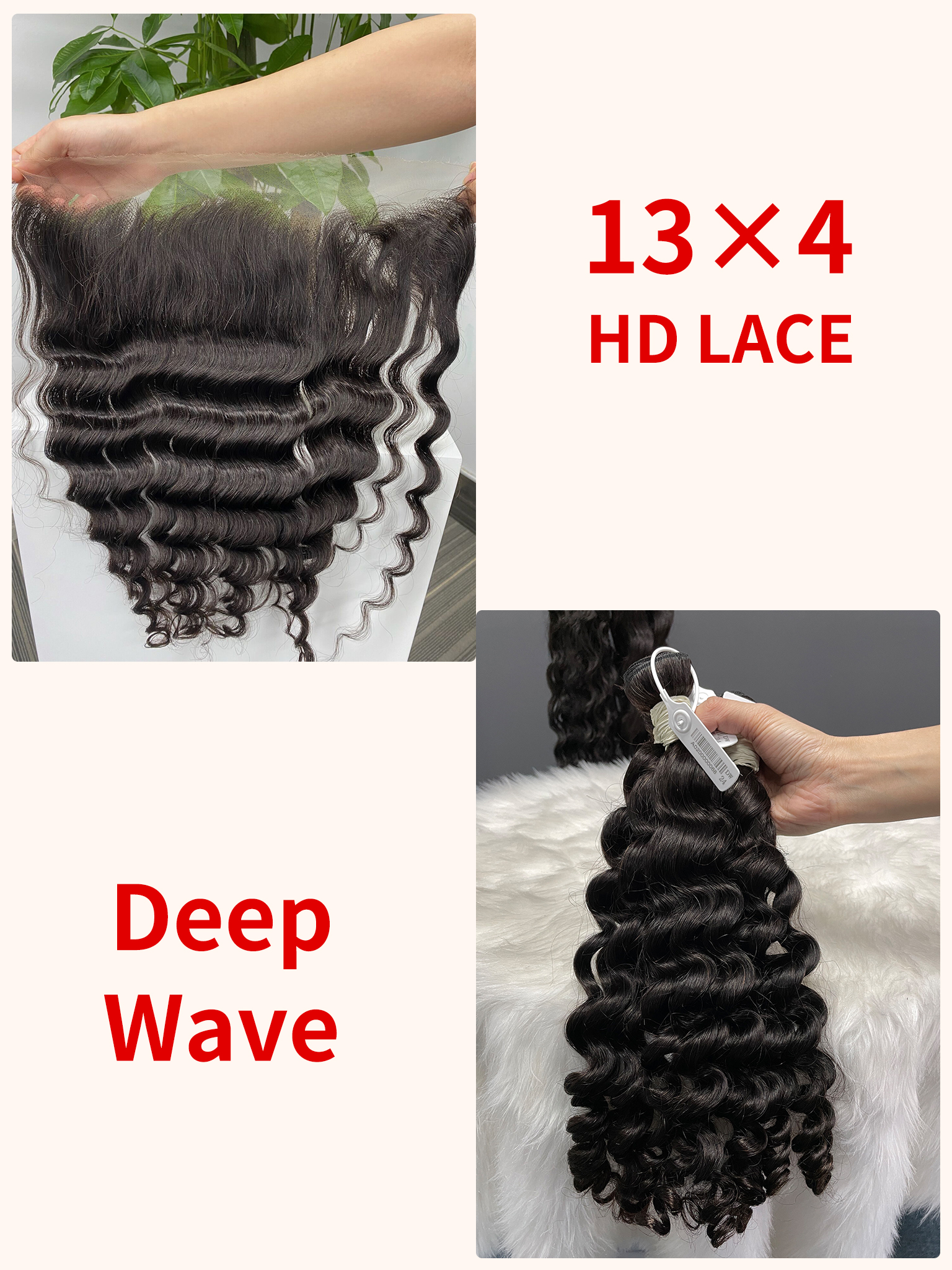 Virgin Deep Wave 22 24 26 Inch And 13x4 HD Lace 18 Inch  Free Shipping