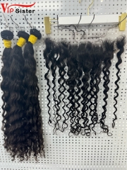 Raw Indian Curly 24 26 28 Inch And 13x4 HD Lace 20 Inch  Free Shipping