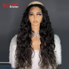 Natural #1b Brazilian Virgin Human Hair Transparent Lace 13x4 frontal wig ocean wave