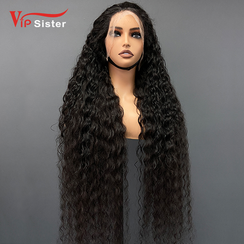 #1b Brazilian Raw Human Hair Transparent Lace 13x4 Frontal wig indian wavy