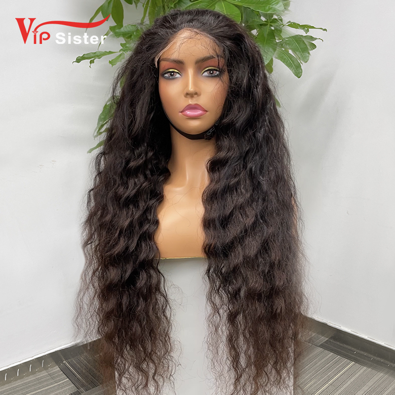 #1b Brazilian Raw Human Hair Transparent 5x5 closure wig indian wavy