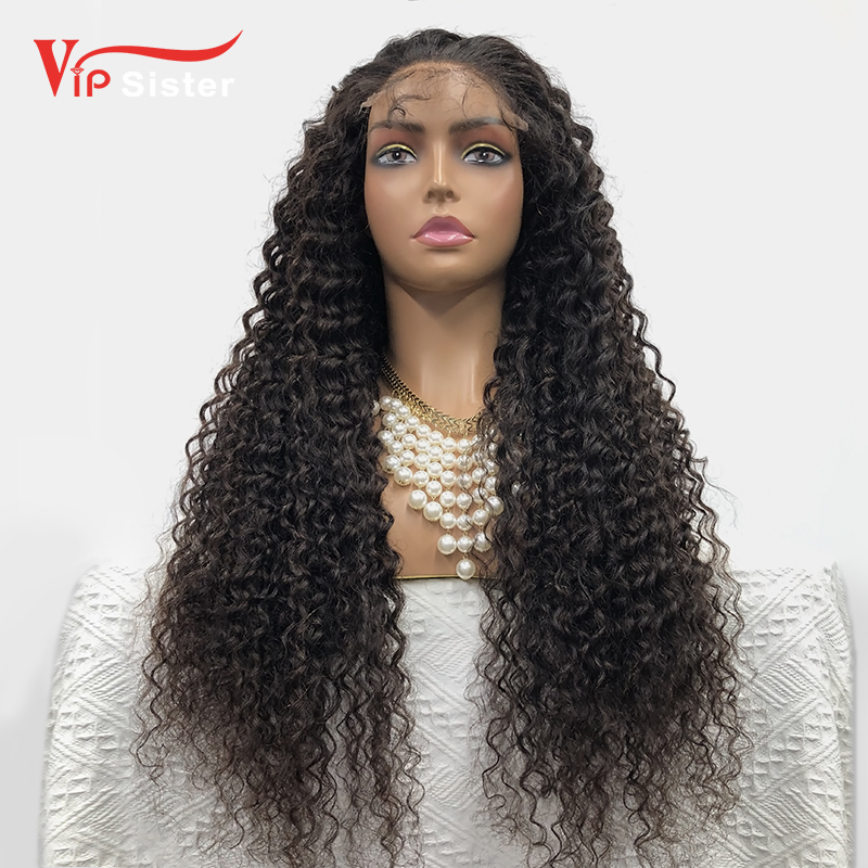 #1b Brazilian Virgin Human Hair Transparent 5x5 closure wig Deep Curly