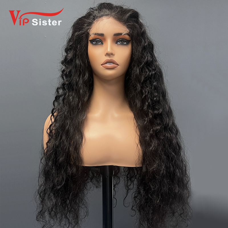 #1b Brazilian Raw Human Hair Transparent 5x5 closure wig indian curly