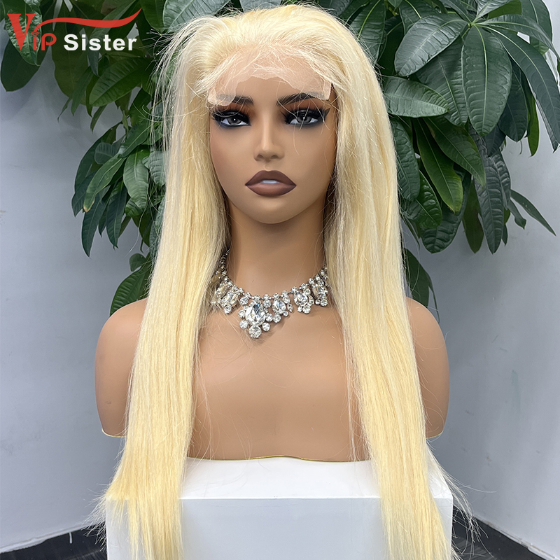 #613 Blonde European Raw Human Hair HD 5×5 closure wig Straight