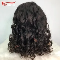 #1b Brazilian Raw Human Hair Transparent 4x4 closure wig loose wave