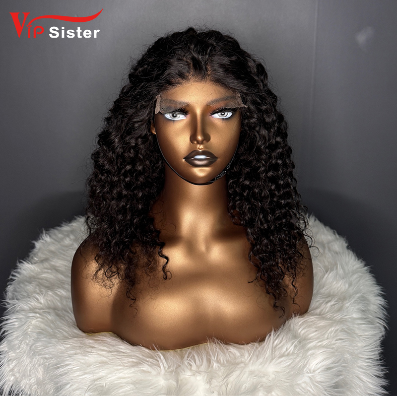 Natural #1b Brazilian Virgin Human Hair Transparent 4x4 closure wig italy curly