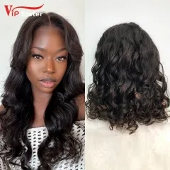 #1b Brazilian Raw Human Hair Transparent 4x4 closure wig loose wave