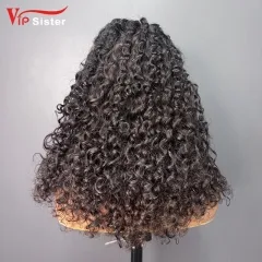 #1b Brazilian Raw Human Hair Transparent 5x5 closure wig deep curly