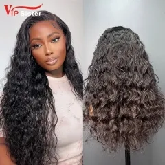 #1b Brazilian Raw Human Hair Transparent 4x4 closure wig indian wavy