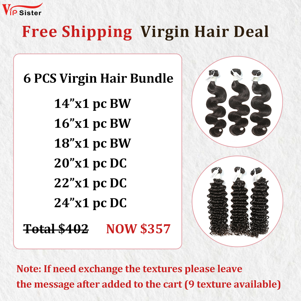 Vipsister 6PCS Virgin Hair Bundles Deal Free Shipping