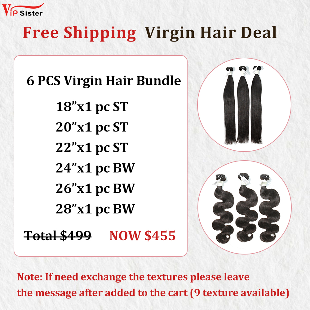 Vipsister 6PCS Virgin Hair Bundles Deal Free Shipping