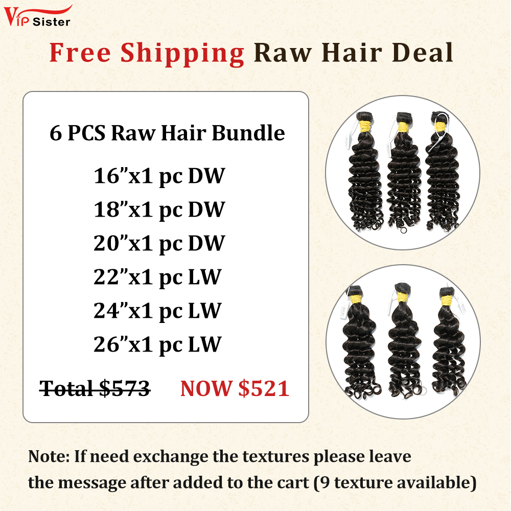 Vipsister 6PCS Raw Hair Bundles Deal Free Shipping