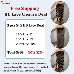 Vipsister 3PCS 5×5 HD Lace Deal Free Shipping