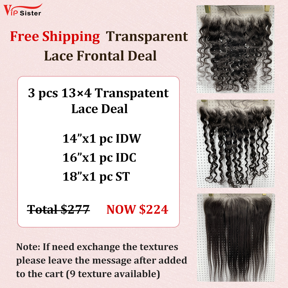 Vipsister 3PCS 13×4 Transparent Lace Frontal Deal Free Shipping