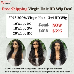 Vipsister 3PCS 13×4 HD Lace Frontal  Wig Deal Free Shipping