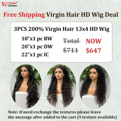 Vipsister 3PCS 13×4 HD Lace Frontal  Wig Deal Free Shipping